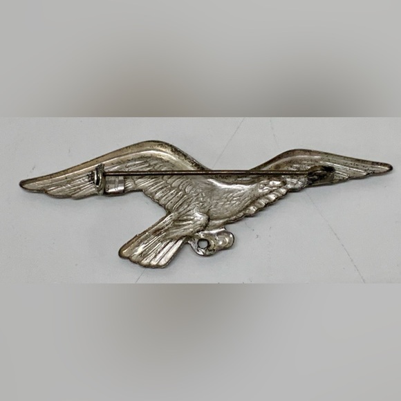 Mid Century Vintage Sterling Silver Bald Eagle Pinback Brooch - Picture 7 of 8